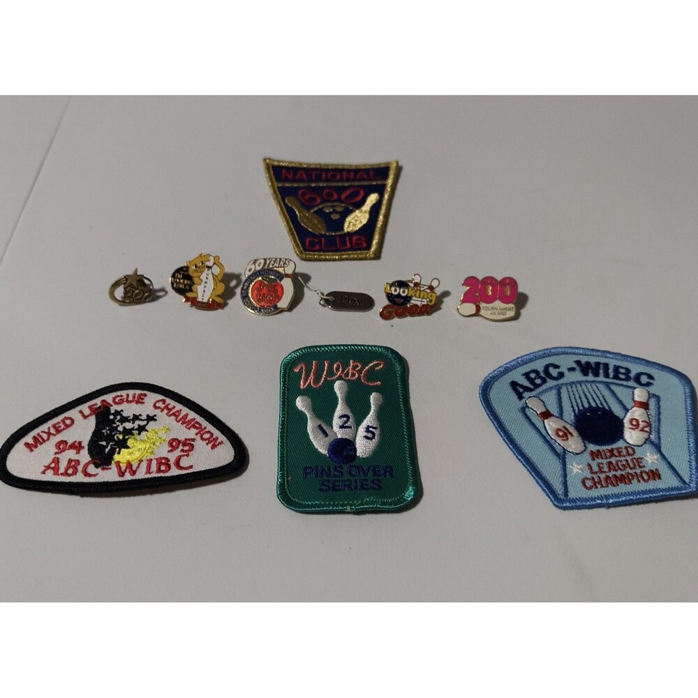 Lot of 10 Bowling Lapel Pins And Patches Vintage Unique